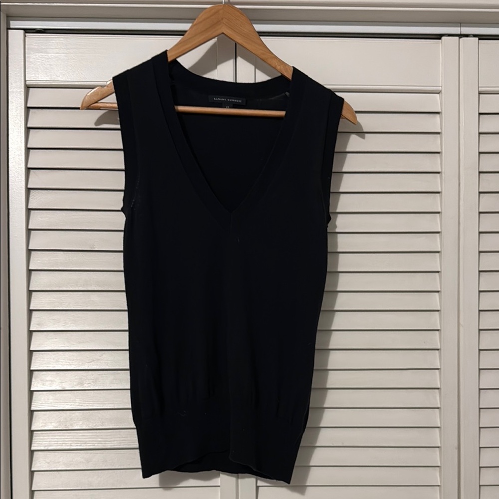 Banana Republic Black Ribbed Fitted Sleeveless Tank Top